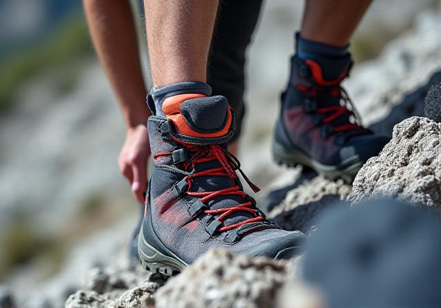 Climber navigating a technical mountain trail